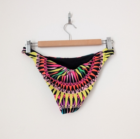 Mara Hoffman Pink Psychedelic Supernova Drape Cropped Lace Up Bikini L Top S Bot - Picture 7 of 9